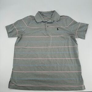 Polo Ralph Lauren Gray‎ Striped Performance Polo Shirt Mens L